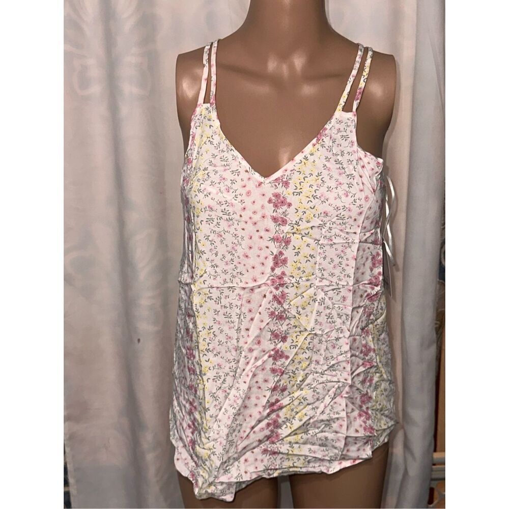 NEW WITH TAGS SO black flora lightweight cami tank top BLOUSE size small multico